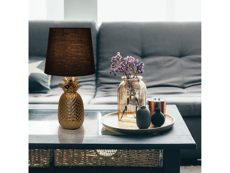 Gehe zu Vollbildansicht: näve Keramik-Tischleuchte »Ananas«, mit einem goldenen Keramik-Fuß - Bild 2