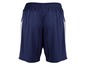 Blaue Sport Shorts mit weißen Akzenten.