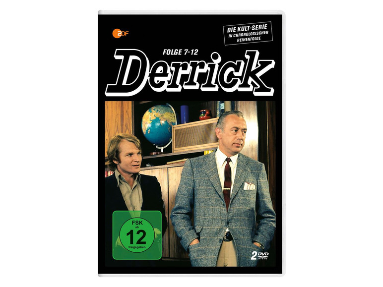 DVD-Hülle der deutschen Fernsehserie 'Derrick' mit den Folgen 7-12.
