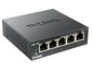 Ein schwarzer D-Link DGS-105 Gigabit-Switch mit fünf Ports.