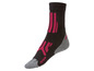 Schwarze Socken mit pinkfarbenen Akzenten für Outdoor-Sportarten.