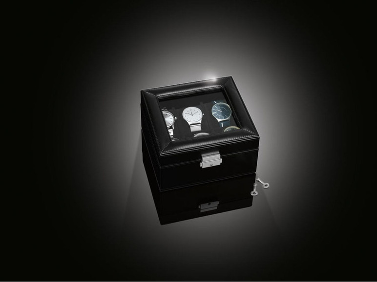 Gehe zu Vollbildansicht: AURIOL® Uhrenkasten, 6 separate Fächer, in Leder-Optik - Bild 9