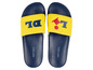 Gelbe Slipper mit 'DL' und 'TL' Logo von Esmara.