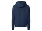 Ein dunkelblauer Hoodie mit Kapuze.