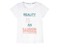 Weißes T-Shirt mit dem Schriftzug 'Reality is an illusion'