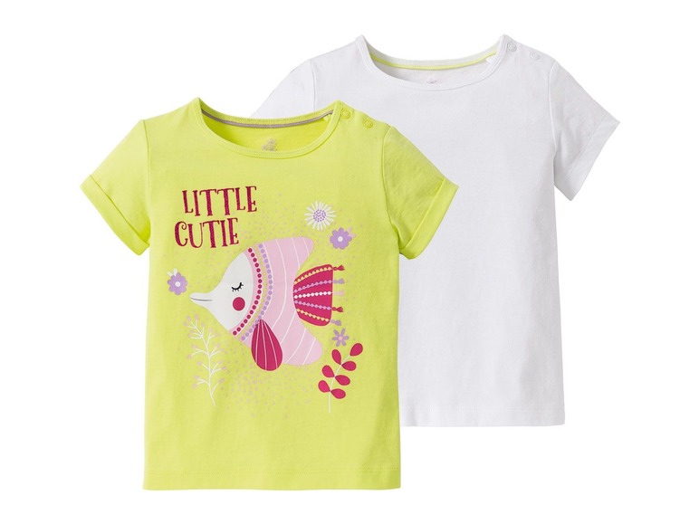 Gehe zu Vollbildansicht: LUPILU® Kleinkinder T-Shirt Mädchen, 2 Stück, eins mit Print, aus reiner Baumwolle - Bild 9