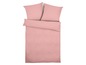 Ein rosafarbenes Bettbezug-Set mit zwei Kissenbezügen.