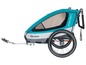 Ein blauer Qeridoo Sportrex1 Fahrradanhänger