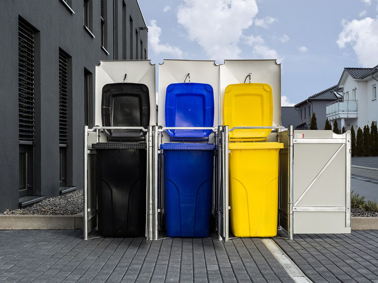 Gehe zu Vollbildansicht: HIDE Dänemark Mülltonnenbox, für Mülltonnen bis 240 Liter, mit Tür und Klappdeckel - Bild 7
