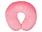 Ein rosa Nackenstützkissen zum Reisen.