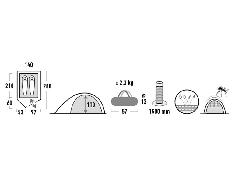 Gehe zu Vollbildansicht: HIGH PEAK Zelt »Kiruna«, 1500 mm Wassersäule, Moskitonetz, Schnellaufbau - Bild 6