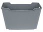 Grauer Aufbewahrungskorb mit Griffen.