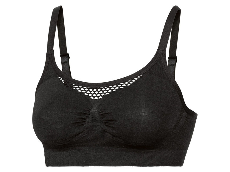 Schwarzer Sport-BH mit Mesh-Einsatz.