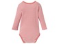 Ein rosa gestreiftes Baby-Langarmbody.