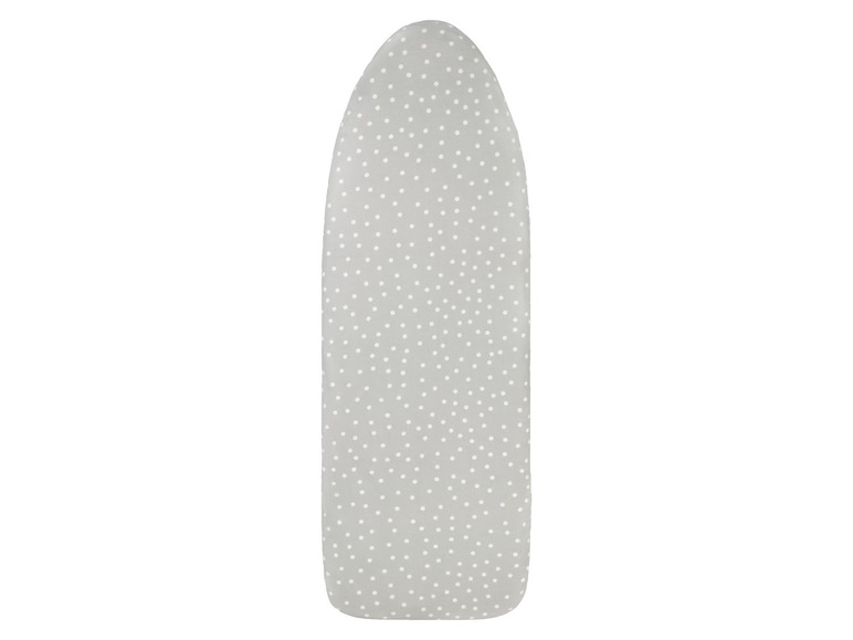 Bügelbrettbezug mit weißen Punkten.