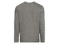 Grauer Langarm-Pullover mit glattem Muster.