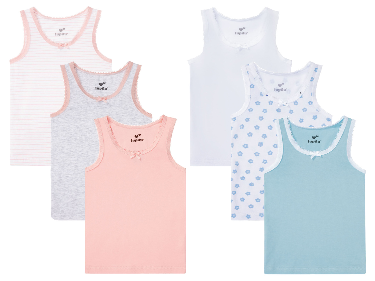 lupilu® Kleinkinder Mädchen Unterhemden 3 Stück mit Bio-Baumwolle