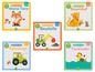 Vier Klappenbücher für Kinder: Meine Tiere, Bauernhof, Baustelle und Fahrzeuge.