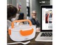 Eine weiße Lunchbox mit orangefarbenem Griff und dem Logo 'CTC CLATRONIC'.