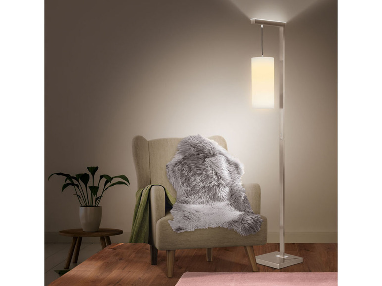 Gehe zu Vollbildansicht: Livarno Home Stehleuchte LED, mit Textilschirm und Oberlicht - Bild 2
