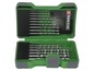 Ein Satz Parkside Bohrer in einem grünen Etui.