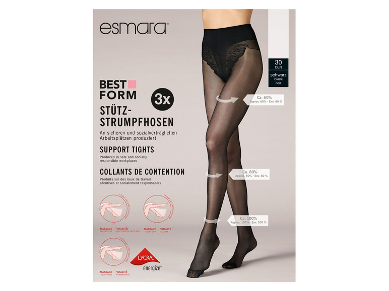 Gehe zu Vollbildansicht: ESMARA® Feinstrumpfhosen Damen, 3 Stück, mit Elasthan - Bild 2