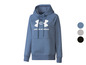 Ein blauer Under Armour Hoodie mit einem weißen Logo.