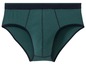 Grüne Unterhose mit dunkelblauem Bund.
