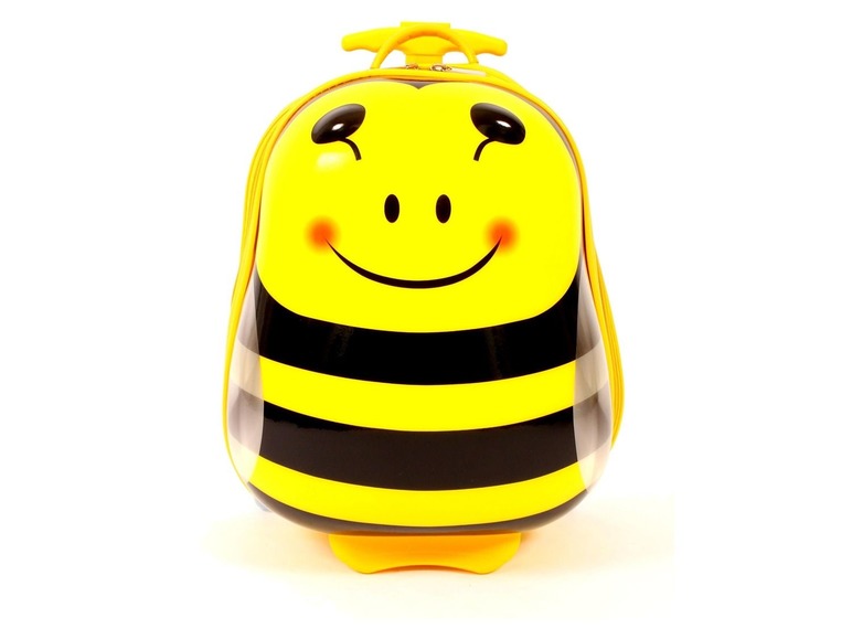 Gelber Koffer mit Bienenmotiv