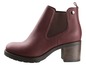 Bordeauxfarbene Chelsea Boots mit niedrigem Absatz.