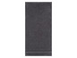 Dunkelgrauer Handtuch mit gesticktem Rand.