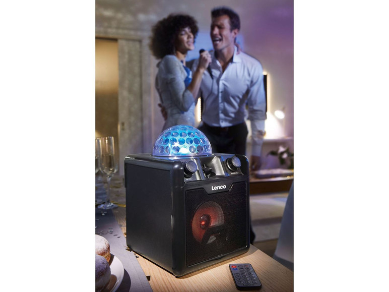 Gehe zu Vollbildansicht: Lenco Disco Lautsprecher, mit Karaoke Lichterkugel, Akku - Bild 3