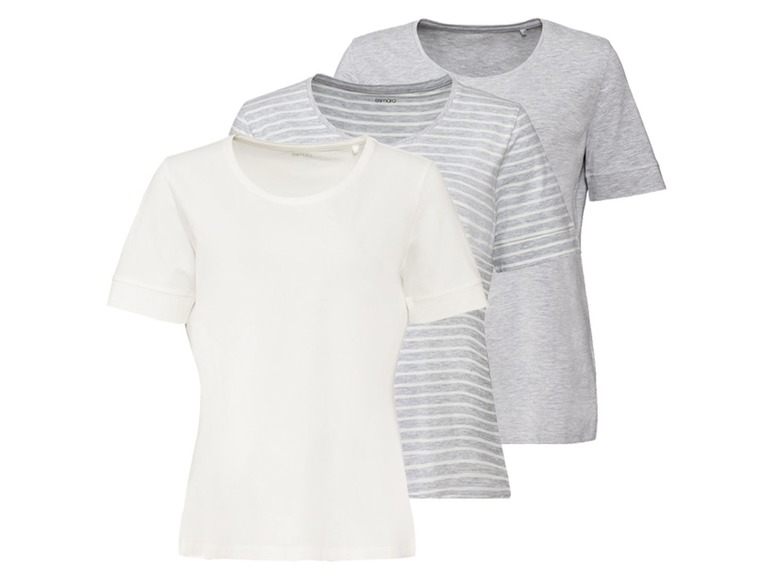 Gehe zu Vollbildansicht: ESMARA® T-Shirt Damen, 3 Stück, mit Bio-Baumwolle und Elasthan - Bild 2