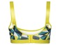 Gelber Sport-BH mit geometrischem Muster.