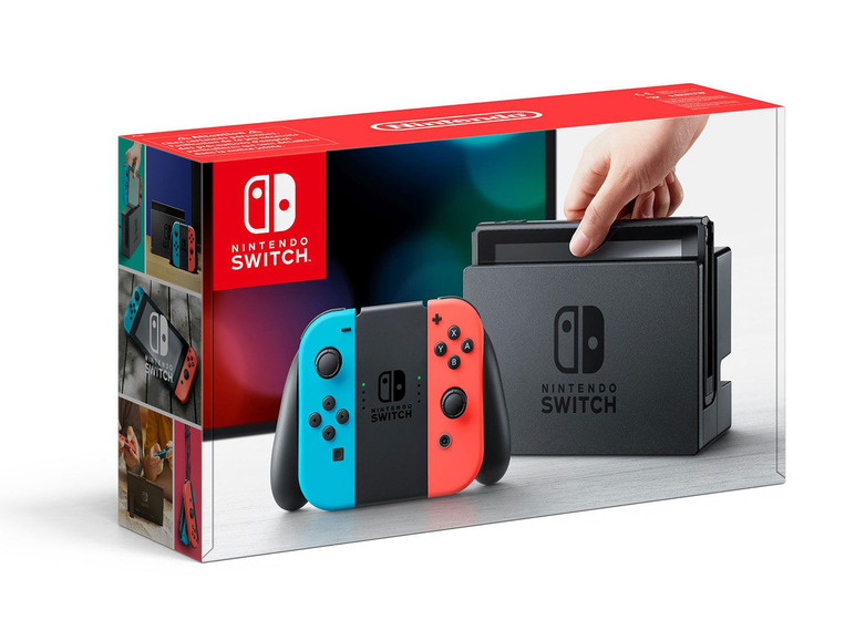 Gehe zu Vollbildansicht: Nintendo Switch Konsole, mit Joy-Con-Controllern, in Neonfarben - Bild 1