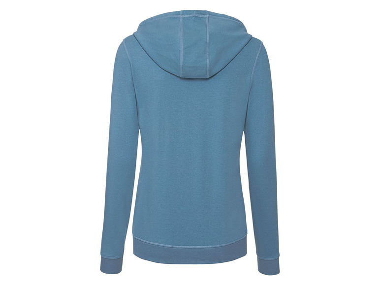 Ein blauer Hoodie mit Kapuze.