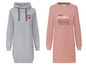 Zwei Sweatshirts, ein graues mit 'Let's chill' und ein rosafarbenes mit 'Stay in a positive mood'.
