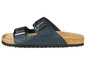 Blaue Sandalen mit Schnalle und Korksohle.