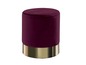 Bordeauxfarbener Samt-Hocker mit goldenem Rand.