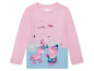Rosa Peppa Pig Langarmshirt mit Winterthema und Einhorn.
