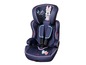 Ein blauer Autositz mit Minnie Mouse Design