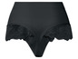 Schwarze High-Waist-Unterwäsche mit Spitze.