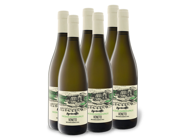 Gehe zu Vollbildansicht: 6 x 0,75-l-Flasche Weinpaket Vignamatta Bianco Veneto IGT halbtrocken, Weißwein - Bild 1