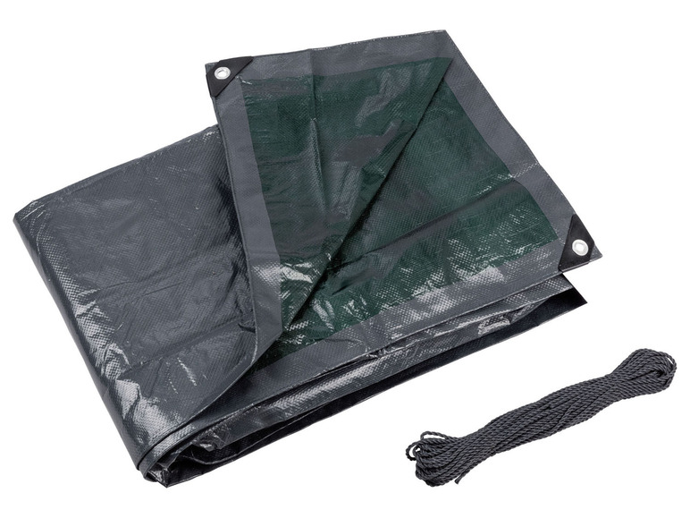 Eine graue Plane mit Schnur