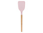 Ein rosafarbener Spatel mit einem Holzgriff.