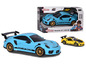 Blaue und gelbe Spielzeugautos von Majorette, Porsche 911 GT3 RS.
