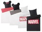 Bettwäsche mit Minnie Mouse, Mickey Mouse und Marvel-Motiv.