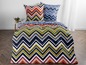 Bettwäsche mit Zickzackmuster in verschiedenen Farben.