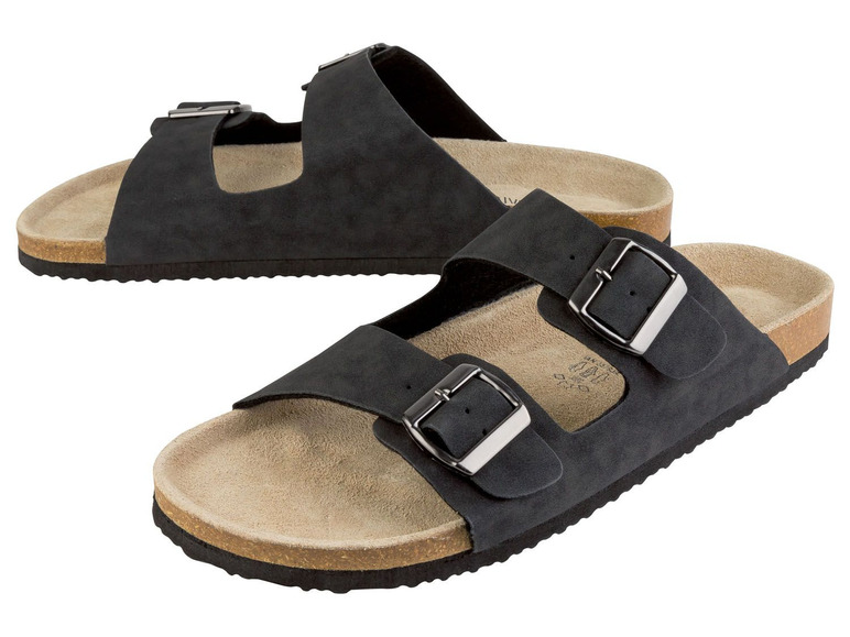 Zwei Paar schwarze Sandalen mit Schnallen