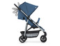 Ein blauer Hauck Kinderwagen mit verstellbarem Verdeck.
